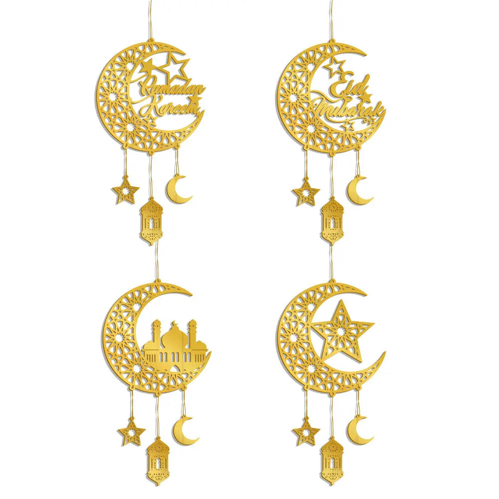 Gold Ramadan Kareem Wall Pendant Eid Mubarak Hanging home Decoration 2025 Eid Al Fitr Muslim Islamic Party Supplies