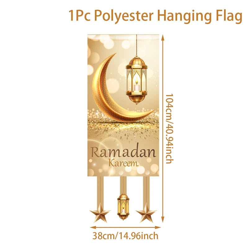 Eid Mubarak Decoration 2025 Hanging Flag Ramadan For Home Door Islamic Muslim Party Decor Ramadan Kareem Banner Eid Al Adha Gift