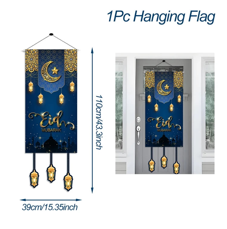 Eid Mubarak Decor Banner 2025 Kareem Ramadan Decor for Home Ramadan Mubarak Hanging Flag Islamic Muslim Party Decor Eid Al Adha