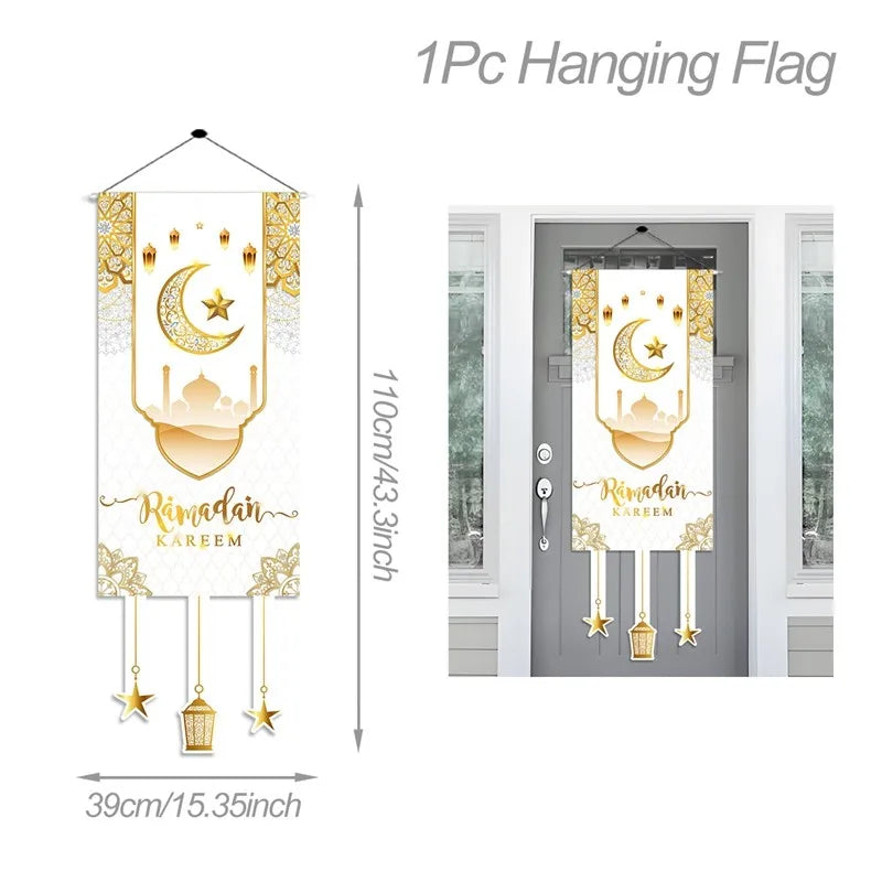 Eid Mubarak Decoration 2025 Hanging Flag Ramadan For Home Door Islamic Muslim Party Decor Ramadan Kareem Banner Eid Al Adha Gift