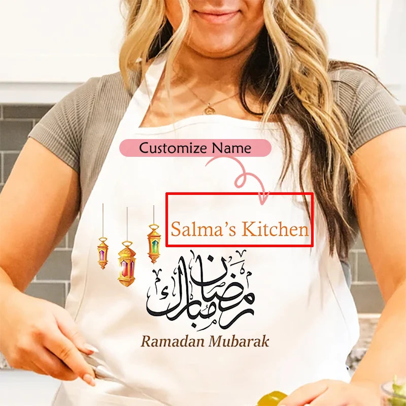 Personalized Custom name Arabic Ramadan Mubarak Apron Eid Al-Fitr Muslim Islamic Kareem kitchen Iftar suhoor decoration gift