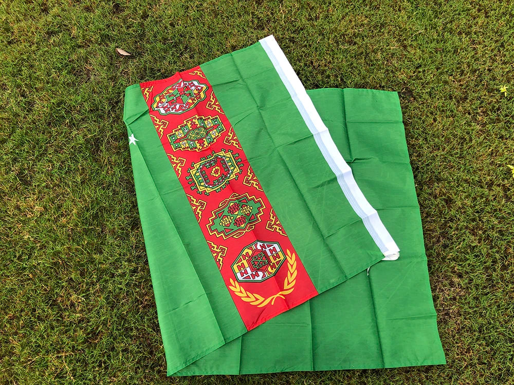 Turkmenistan National Flag 90x150cm 3x5fts Hanging polyester Turkmenistan Banner Outdoor Advertising Decoration