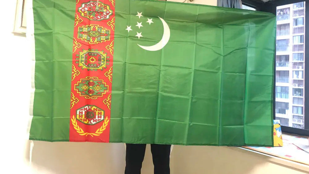 Turkmenistan National Flag 90x150cm 3x5fts Hanging polyester Turkmenistan Banner Outdoor Advertising Decoration