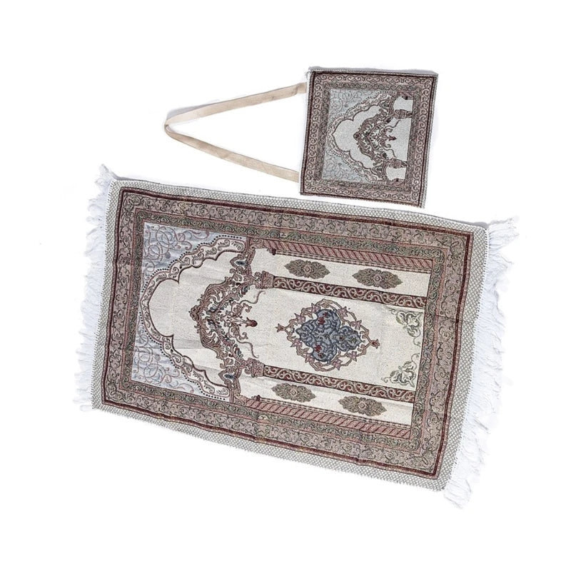 Muslims Prayer Mat Rugs with Tassels Bag Travel Portable Flower Pattern Islamic Carpet Blanket Home Decors 105x65cm