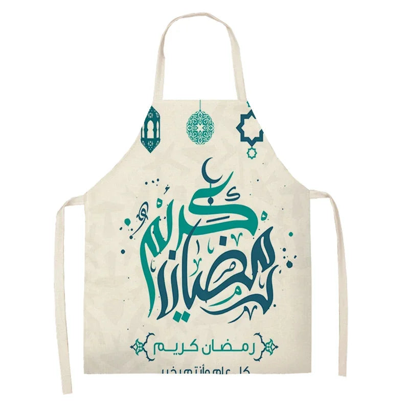 Chef's Apron Eid Mubarak Printed Home Cooking Baking waist Cloth Muslim Ramadan Karim Kitchen  47X38CM 68X55CM