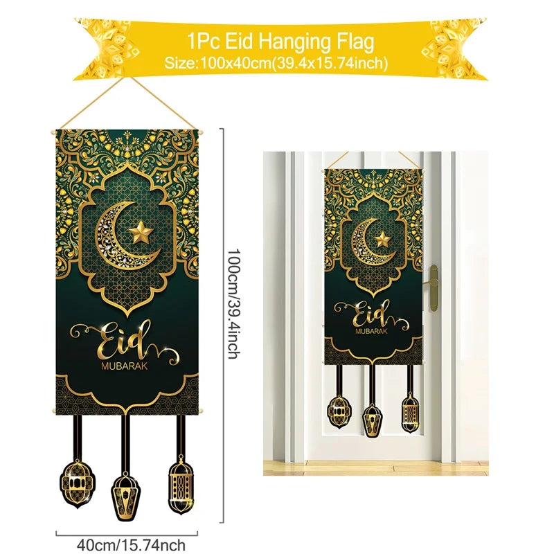 Eid Mubarak Decoration 2025 Hanging Flag Ramadan For Home Door Islamic Muslim Party Decor Ramadan Kareem Banner Eid Al Adha Gift