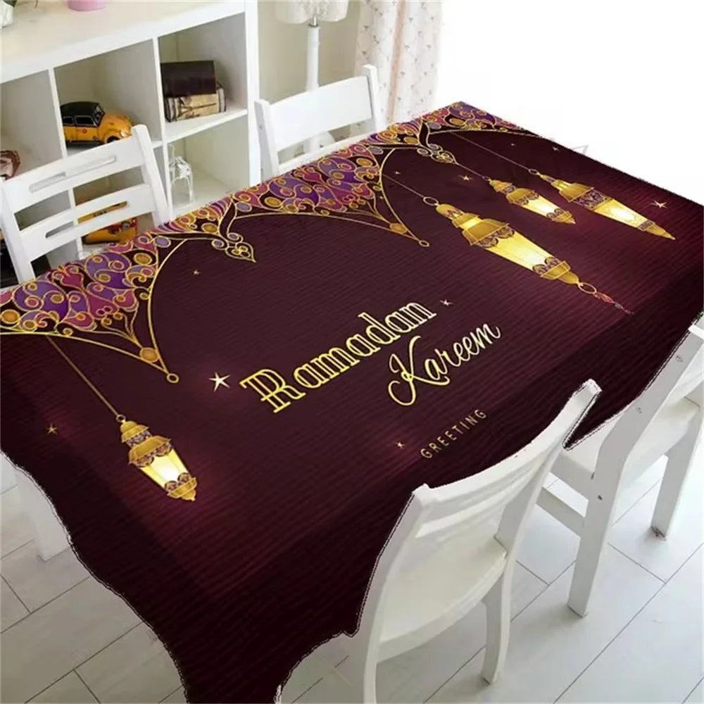 Ramadan Tablecloth Kitchen Rectangular Tablecloth Crescent Eid Home Table Accessories Muslim Mosque Festival Party Tablecloth