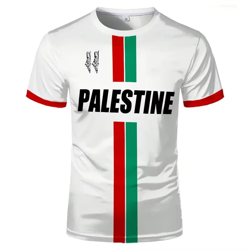 Palestine Football T Shirts Men Summer Short Sleeve Palestinian Flag 3D Printed T-shirts Sports Casual Womens Mens Tops Clothing