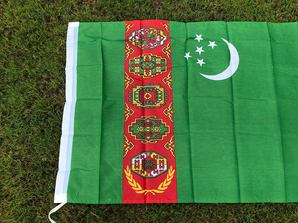 Turkmenistan National Flag 90x150cm 3x5fts Hanging polyester Turkmenistan Banner Outdoor Advertising Decoration