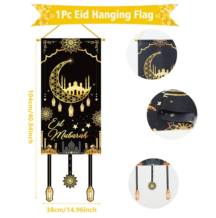 Eid Mubarak Decor Banner 2025 Kareem Ramadan Decor for Home Ramadan Mubarak Hanging Flag Islamic Muslim Party Decor Eid Al Adha