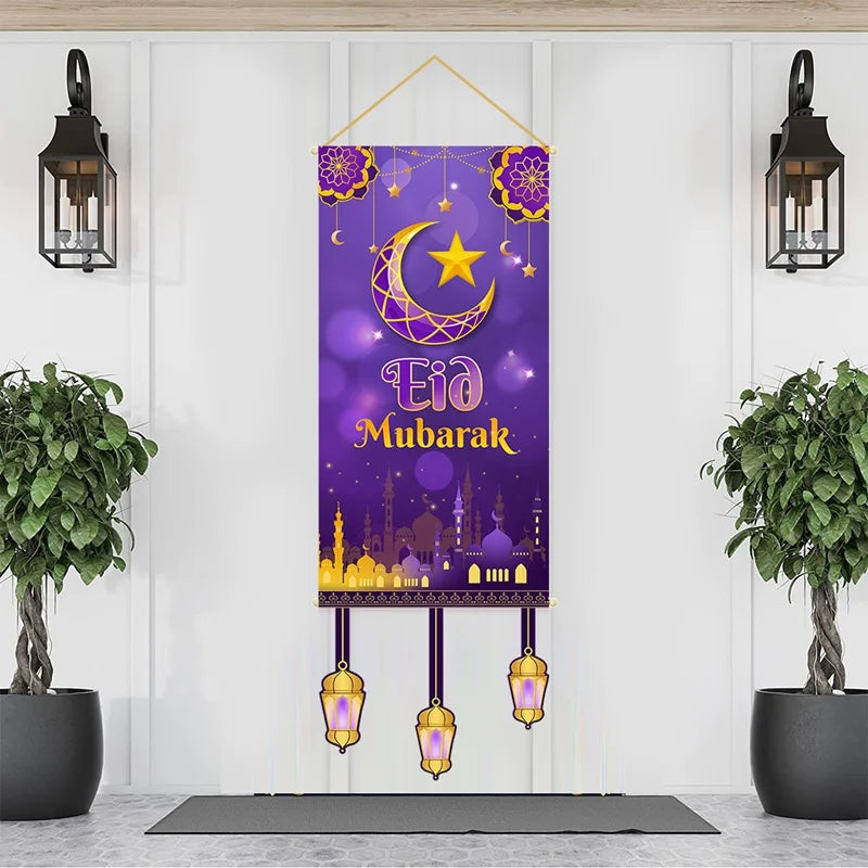 Eid Mubarak Decoration 2025 Hanging Flag Ramadan For Home Door Islamic Muslim Party Decor Ramadan Kareem Banner Eid Al Adha Gift