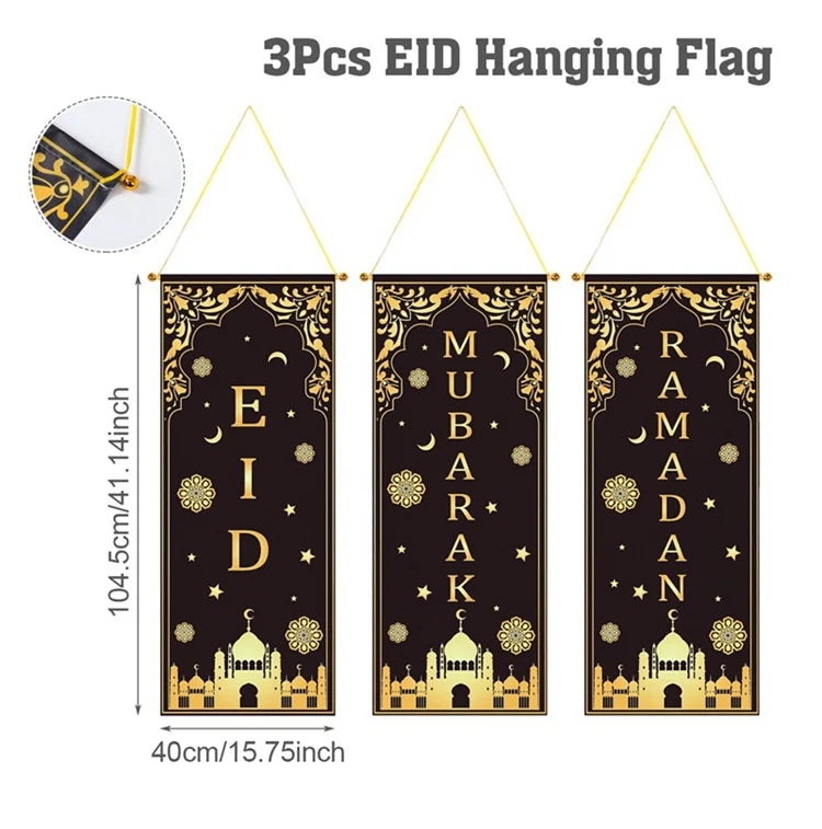 Eid Mubarak Decor Banner 2025 Kareem Ramadan Decor for Home Ramadan Mubarak Hanging Flag Islamic Muslim Party Decor Eid Al Adha