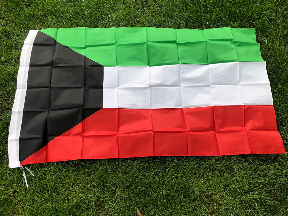 Kuwait national Flag 90*150cm polyester Hanging Kuwait Flag Arab State Banner with 2 grommets For home Decora