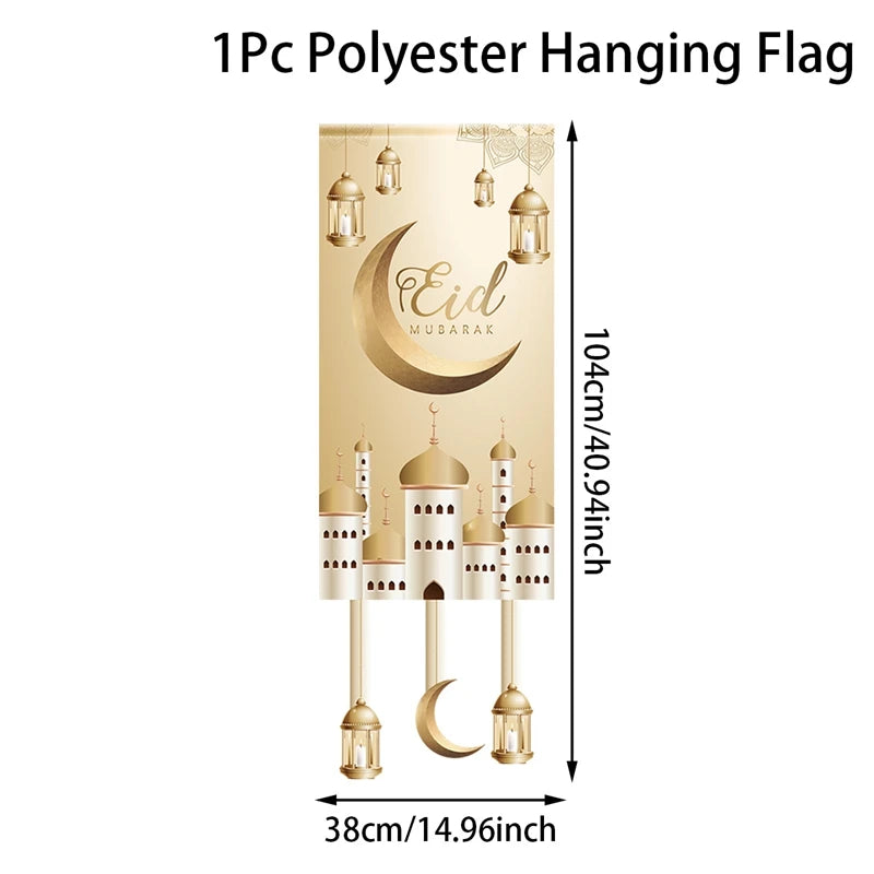 Eid Mubarak Decoration 2025 Hanging Flag Ramadan For Home Door Islamic Muslim Party Decor Ramadan Kareem Banner Eid Al Adha Gift