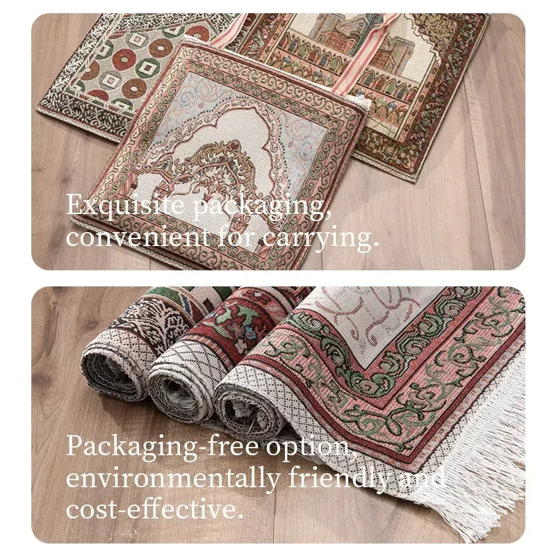 1PC Muslim Prayer Mat Non-slip Soft Floor Blanket Carpet Islamic Portable Travel Prayer Rug Ramadan Mats Tassel Tapestry