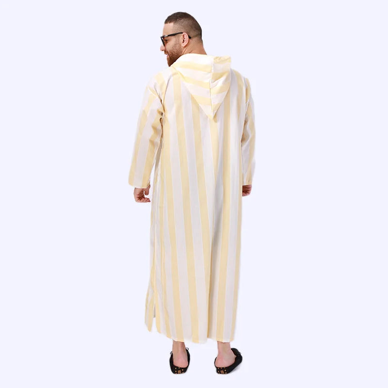 Men's Yellow Arab Hoodie Robe Jubba