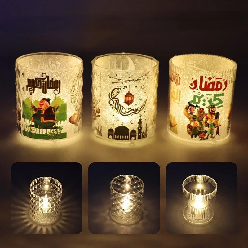 1pcs Eid Mubarak Led Candle Lantern Ramadan Kareem Decoration for Home Islamic Muslim Festival Party Favor Eid Al-Fitr Lantern