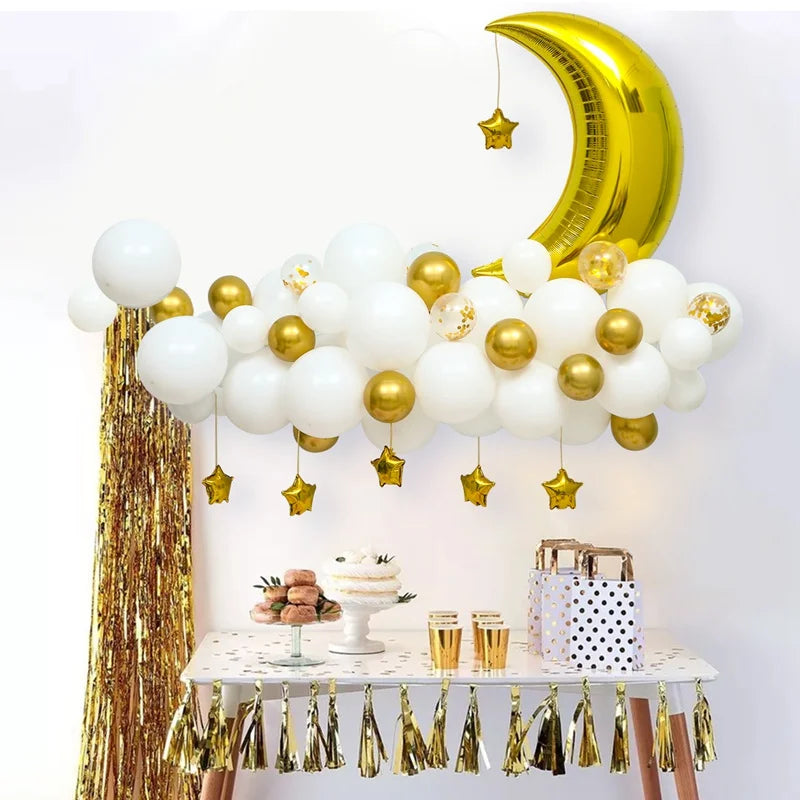 60Pcs Moon Star Balloon Set for Muslim EID Mubarak Festival Home DIY Decoration Ramadan Kareem Kids Birthday Party Ballon Globos