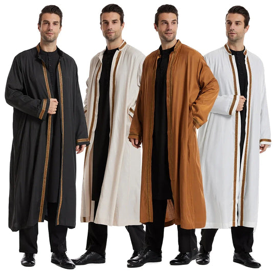 Eid Dubai Arabic Men Long Coat Ramadan Muslim Clothing Islam Jubba Thobe Kimono Kaftan Middle East Abaya Dress Daffah Dishdasha