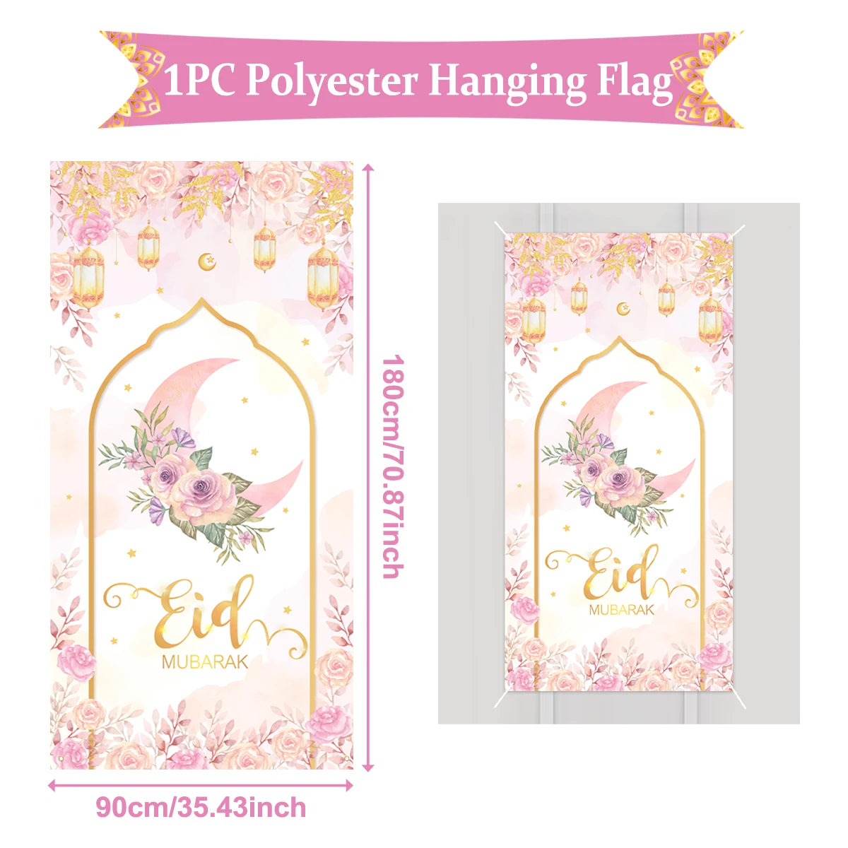 Eid Mubarak Decor Banner 2025 Kareem Ramadan Decor for Home Ramadan Mubarak Hanging Flag Islamic Muslim Party Decor Eid Al Adha