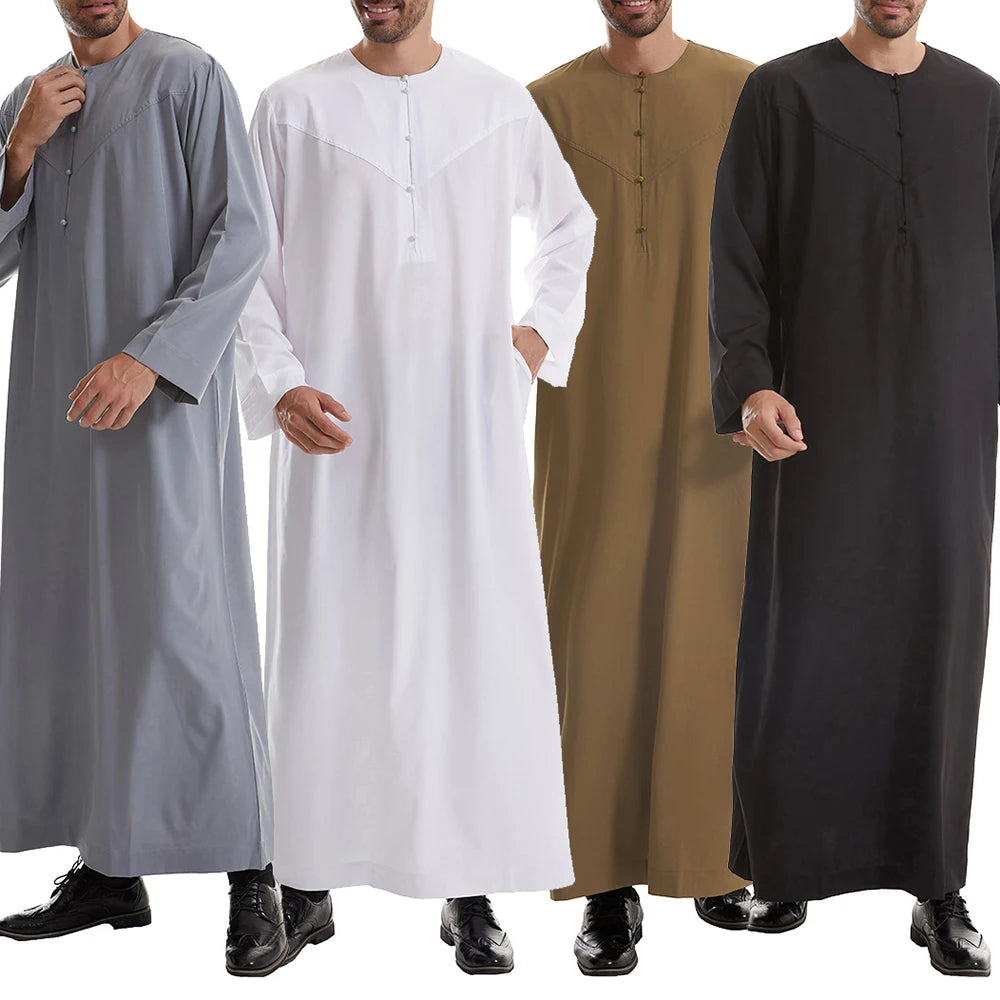 Mens Robe Color Match Splicing Aliexpress Hot Selling Robe Four Seasons Casual Arabic Islamic Moroccan Robe Men's Clothing 2024