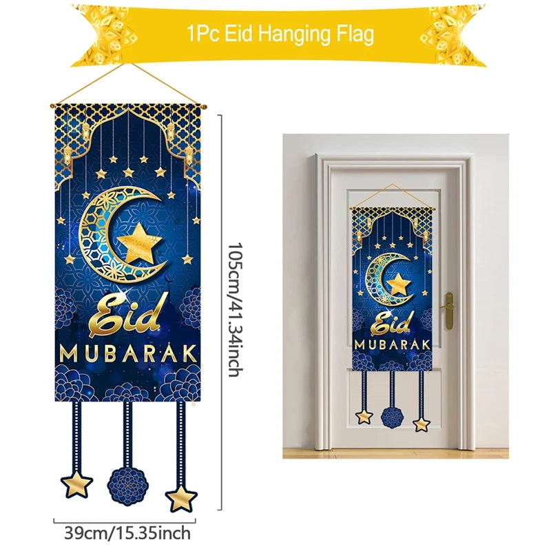 Eid Mubarak Decoration 2025 Hanging Flag Ramadan For Home Door Islamic Muslim Party Decor Ramadan Kareem Banner Eid Al Adha Gift