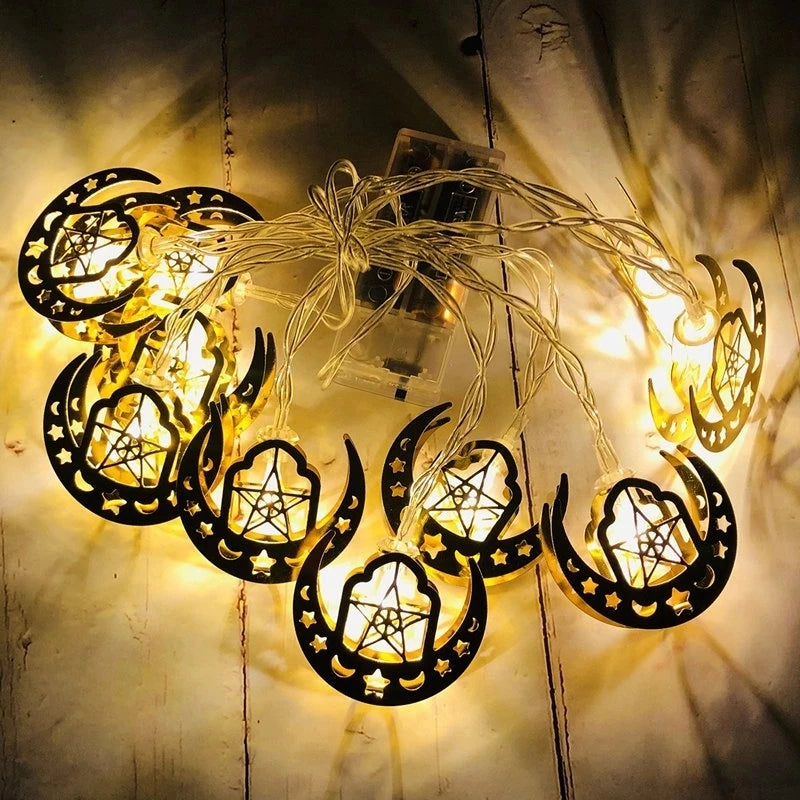 Eid Mubarak Moon Star Light String Ramadan Decoration 2025 for Home Muslim Islam Party Decor Ramadan Garland Light Al-Fitr Gifts