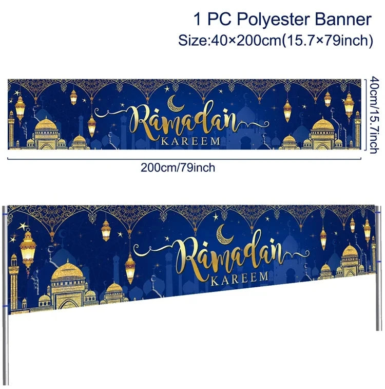 Eid Mubarak Outdoor Banner Flag Ramadan Kareem Banner Ramadan Decoration For Home 2025 Islamic Muslim Party Happy Eid Al Adha