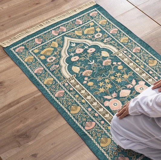 Muslim Prayer Carpet Eid Al-Fitr Mubarak Household Rectangular Non-slip Soft Prayer Carpet Ramadan Kareem Islamic Bow Down Mat.