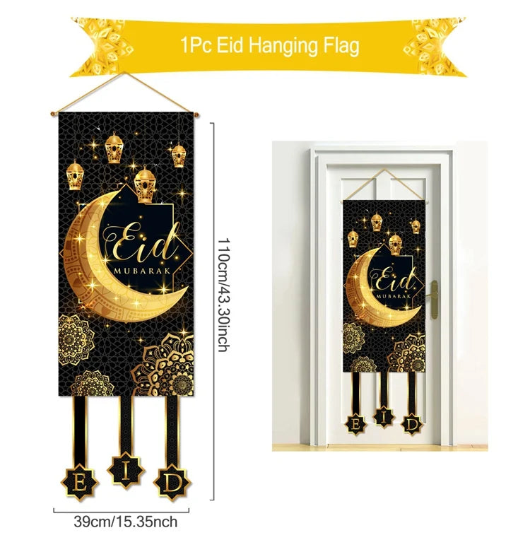 Eid Mubarak Decor Banner 2025 Kareem Ramadan Decor for Home Ramadan Mubarak Hanging Flag Islamic Muslim Party Decor Eid Al Adha