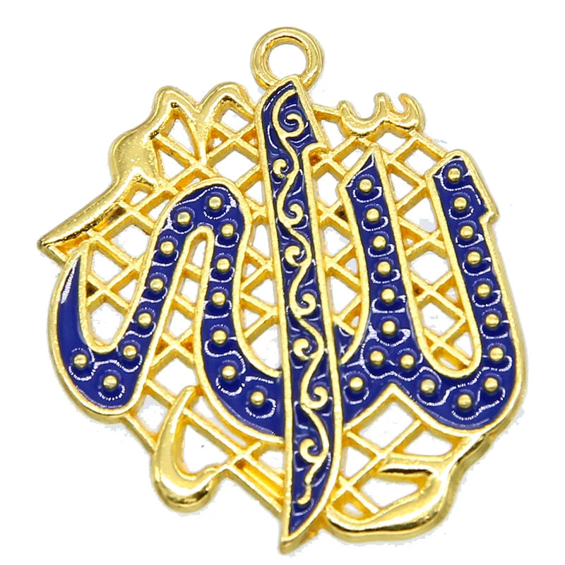 6pcs Arabian Lady Golden Muslim Islamic God Allah Charm Pendant Necklace Accessories Jewelry Ramadan DIY Gift