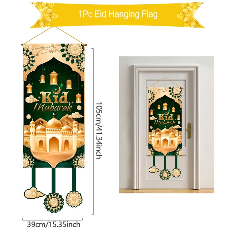 Eid Mubarak Decoration 2025 Hanging Flag Ramadan For Home Door Islamic Muslim Party Decor Ramadan Kareem Banner Eid Al Adha Gift