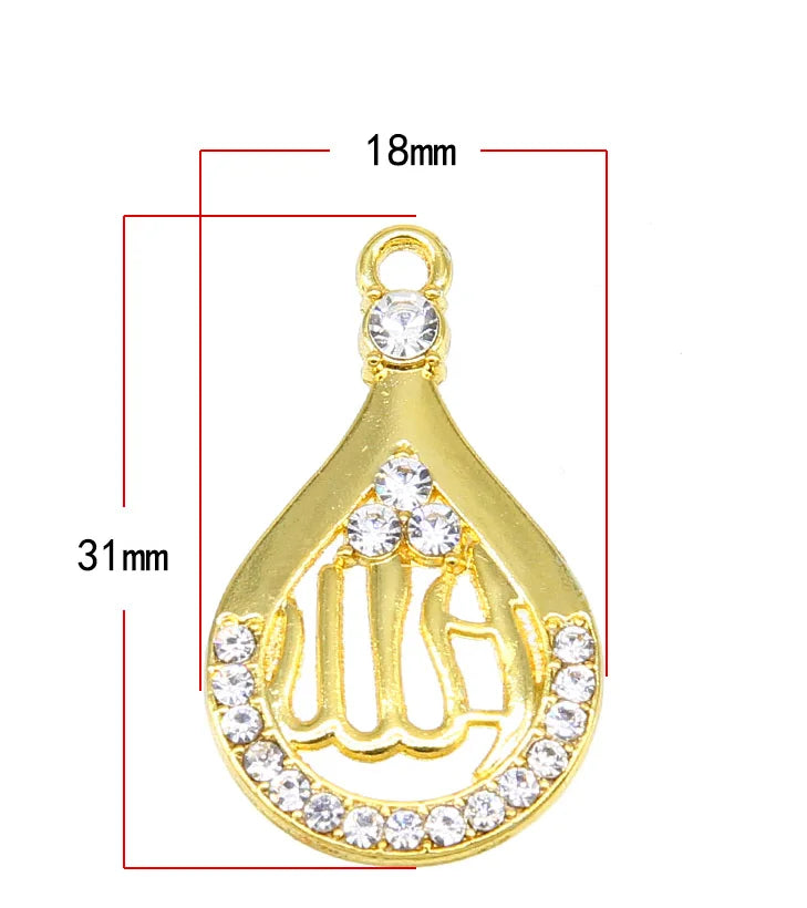 6pcs Arabian Lady Golden Muslim Islamic God Allah Charm Pendant Necklace Accessories Jewelry Ramadan DIY Gift