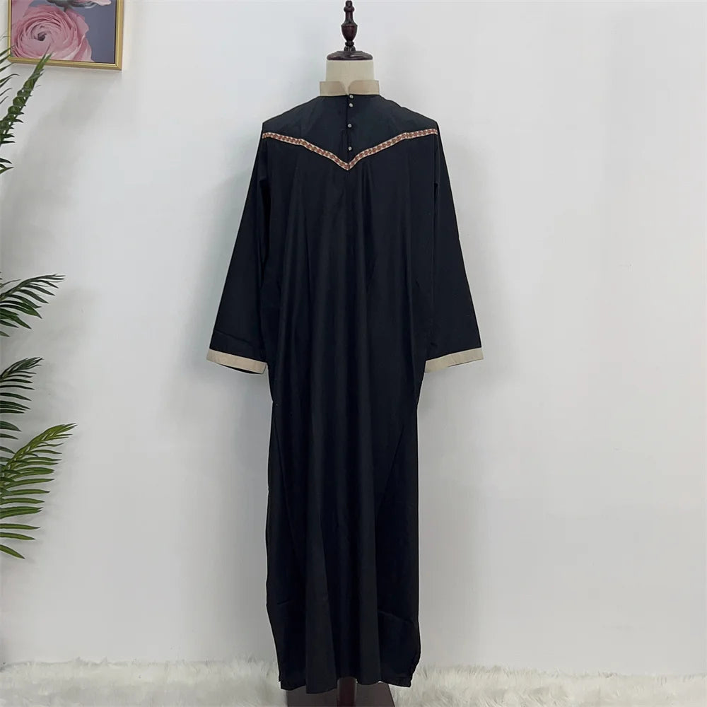 New Eid Ramadan Black Abaya Arabic Saudi Pakistan Kurta Muslim Abayas For Men Kaftan Dresses Caftan Marocain T-shirt Dress Tunic