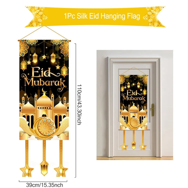 Eid Mubarak Decor Banner 2025 Kareem Ramadan Decor for Home Ramadan Mubarak Hanging Flag Islamic Muslim Party Decor Eid Al Adha