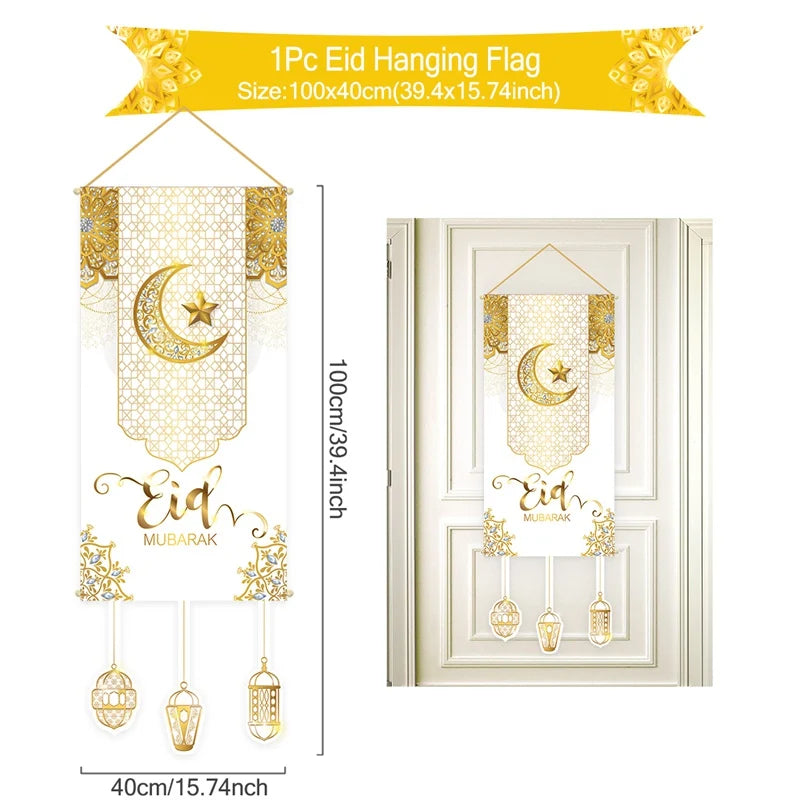 Eid Mubarak Decoration 2025 Hanging Flag Ramadan For Home Door Islamic Muslim Party Decor Ramadan Kareem Banner Eid Al Adha Gift