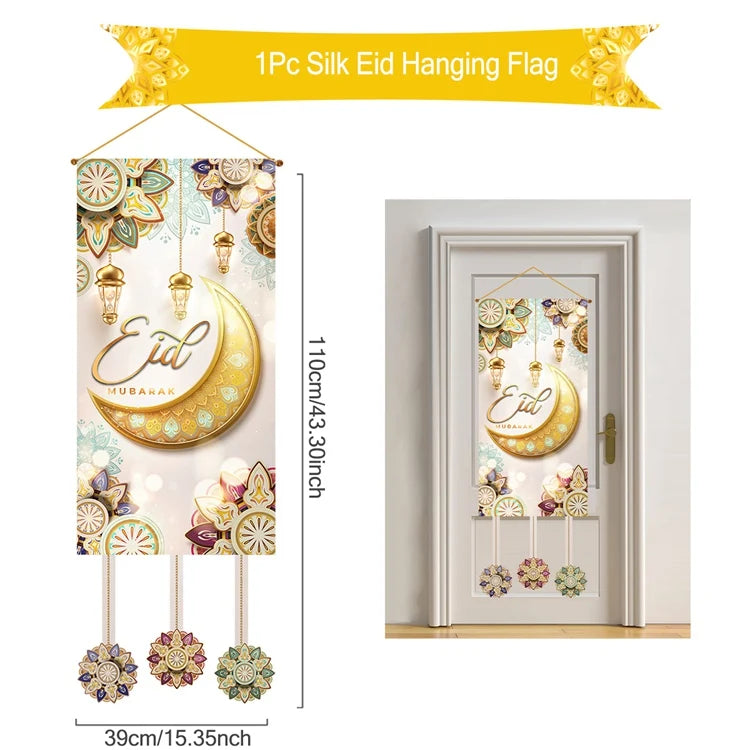 Eid Mubarak Decor Banner 2025 Kareem Ramadan Decor for Home Ramadan Mubarak Hanging Flag Islamic Muslim Party Decor Eid Al Adha