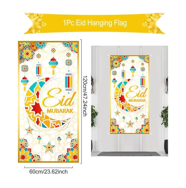 Eid Mubarak Decor Banner 2025 Kareem Ramadan Decor for Home Ramadan Mubarak Hanging Flag Islamic Muslim Party Decor Eid Al Adha