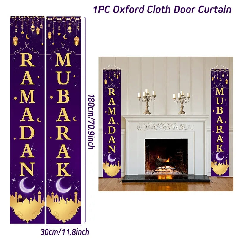 Eid Mubarak Door Banner Ramadan Decoration 2025 for Home Mubarak Ramadan Kareem Islamic Muslim Party Decor  Eid Al Adha Gifts