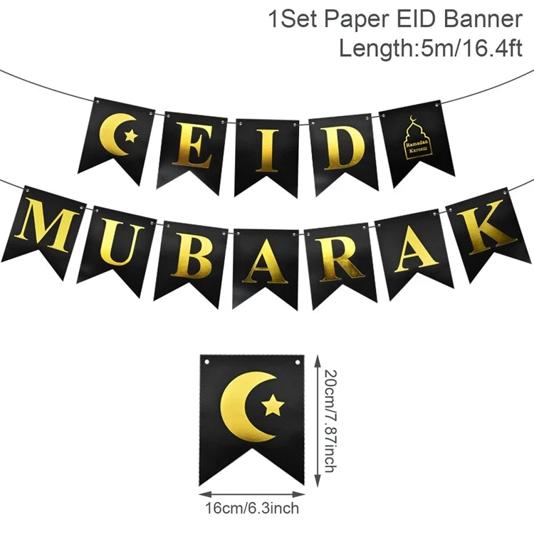 Eid Mubarak Outdoor Banner Flag Ramadan Kareem Banner Ramadan Decoration For Home 2025 Islamic Muslim Party Happy Eid Al Adha