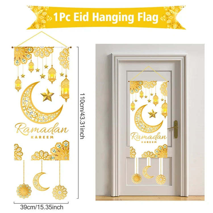 Eid Mubarak Decor Banner 2025 Kareem Ramadan Decor for Home Ramadan Mubarak Hanging Flag Islamic Muslim Party Decor Eid Al Adha