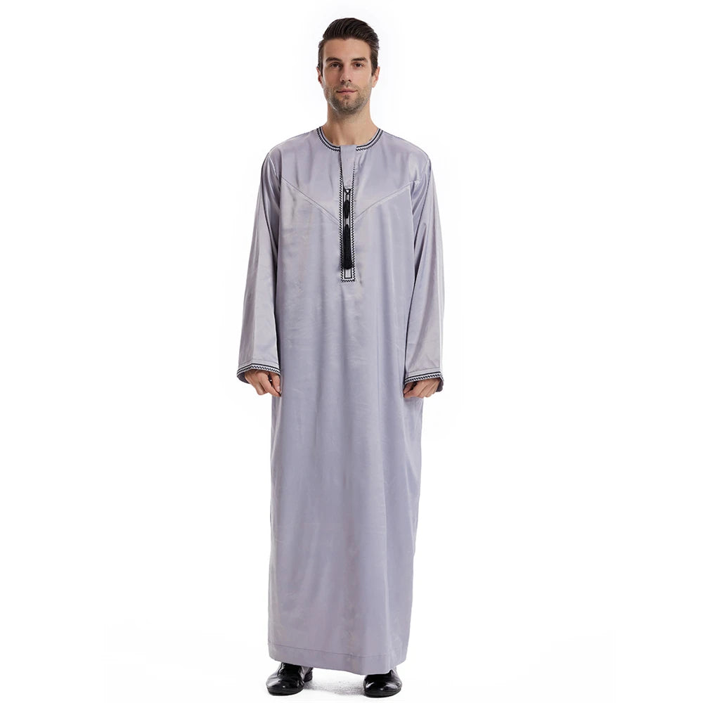 Saudi Arabic Robe Men Muslim Dress Tassel Abaya Dubai Kaftan Islamic Clothing Eid Djellaba Ramadan Jubba Thobe Daffah Dishdasha