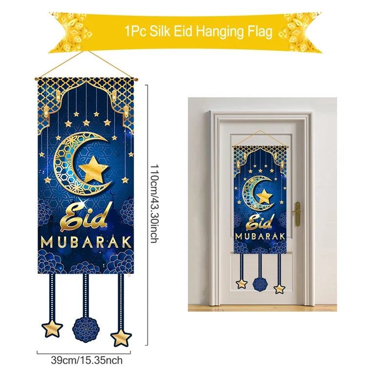 Eid Mubarak Decor Banner 2025 Kareem Ramadan Decor for Home Ramadan Mubarak Hanging Flag Islamic Muslim Party Decor Eid Al Adha