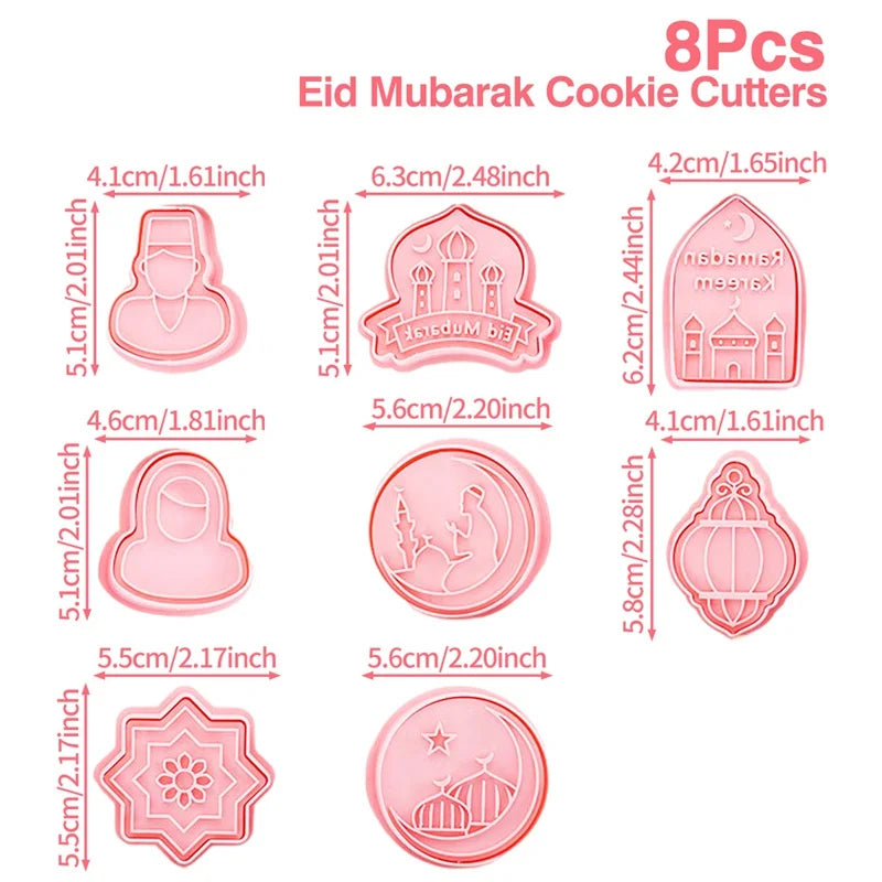 Eid Mubarak Biscuit Mold Cookie Cutters DIY Baking Tools Ramadan Decoration for Home Al Adha 2024 Islamic Muslim Party Decor