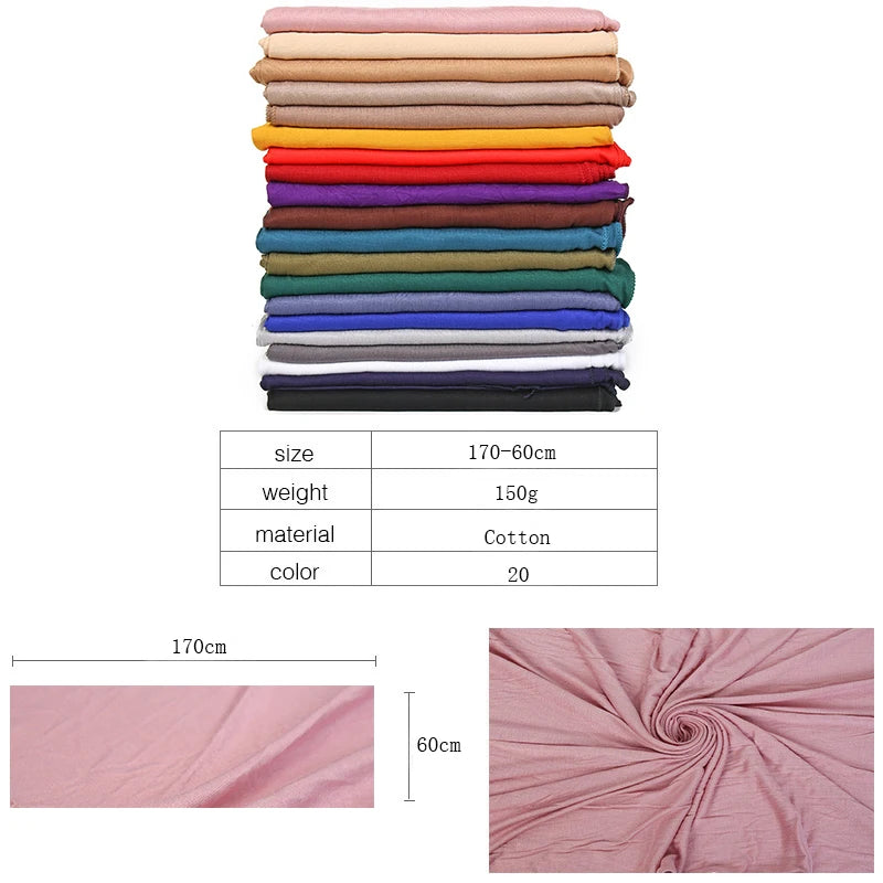 43 Colors Plain Solid Modal Jersey Hijab Women Winter Elasticity Muslim Shawl Scarf Long Wrap Warm Stole Headband 170*60cm