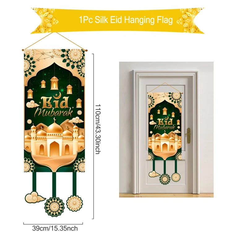 Eid Mubarak Decor Banner 2025 Kareem Ramadan Decor for Home Ramadan Mubarak Hanging Flag Islamic Muslim Party Decor Eid Al Adha