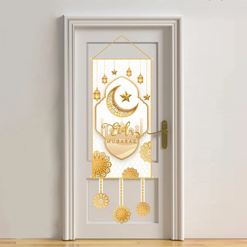 Eid Mubarak Decor Banner 2025 Kareem Ramadan Decor for Home Ramadan Mubarak Hanging Flag Islamic Muslim Party Decor Eid Al Adha