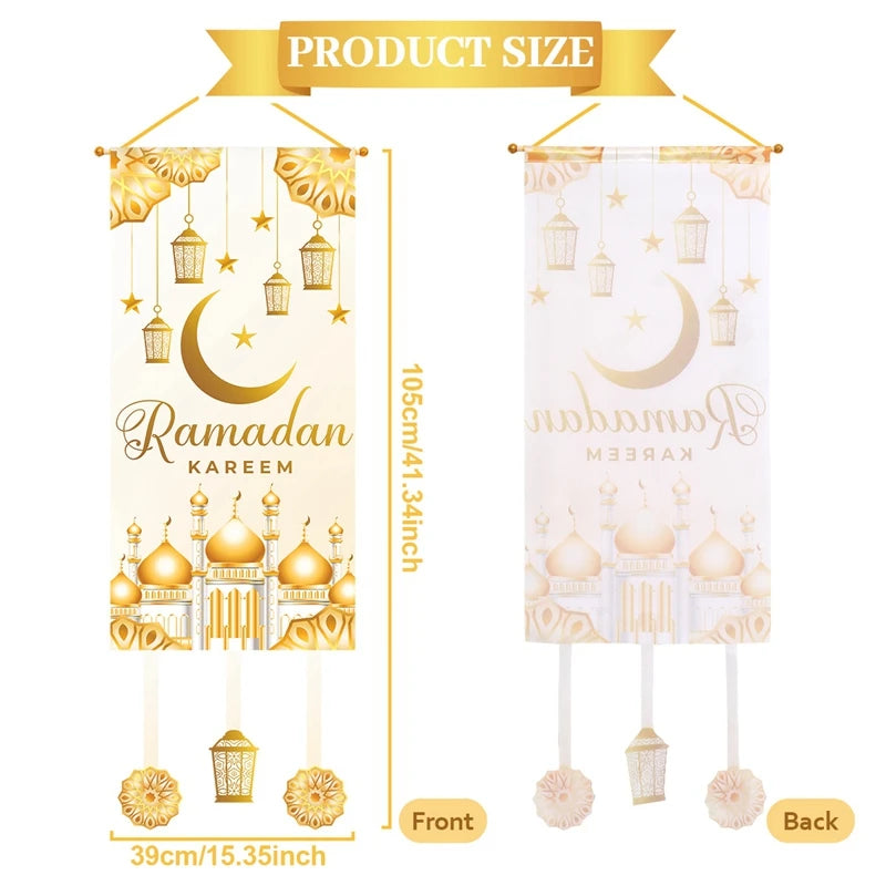 Eid Mubarak Decoration 2025 Hanging Flag Ramadan For Home Door Islamic Muslim Party Decor Ramadan Kareem Banner Eid Al Adha Gift