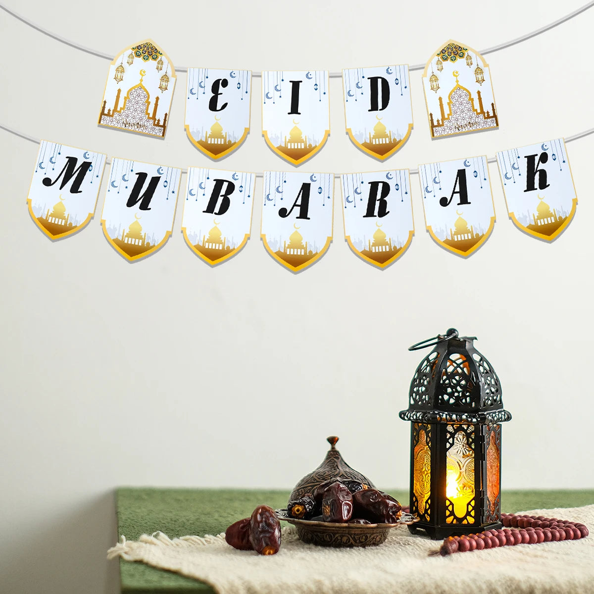 Eid Mubarak Paper Banner Ramadan Mubarak Banner Kareem Ramadan Decoration 2025 for Home Islamic Muslim Party Decor Eid Al Adha