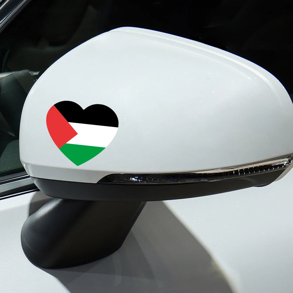 4pcs/Set Palestine Flag Heart Shaped Car Stickers Auto Motorcycle PVC Sticker Waterproof Styling Decal Car Exterior Accessories